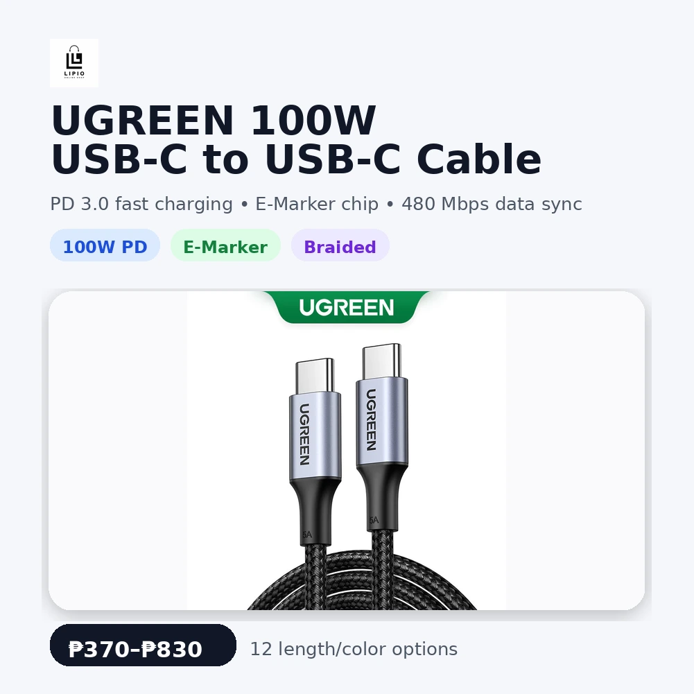 UGREEN 100W USB-C to USB-C Fast Charging Cable