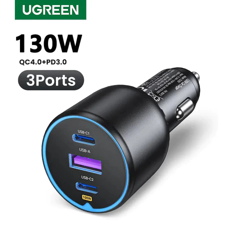 UGREEN 130W 3-Port USB Car Charger