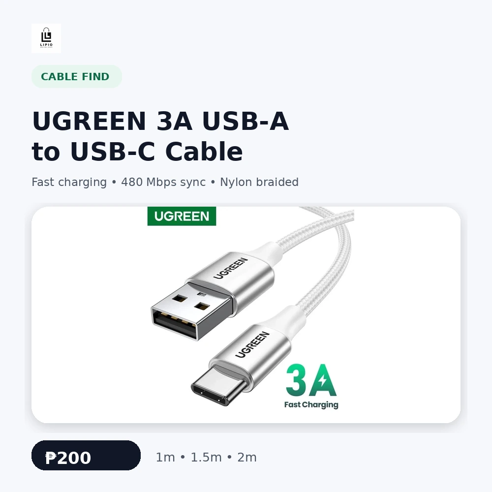 UGREEN 3A USB-A to USB-C Fast Charging Cable