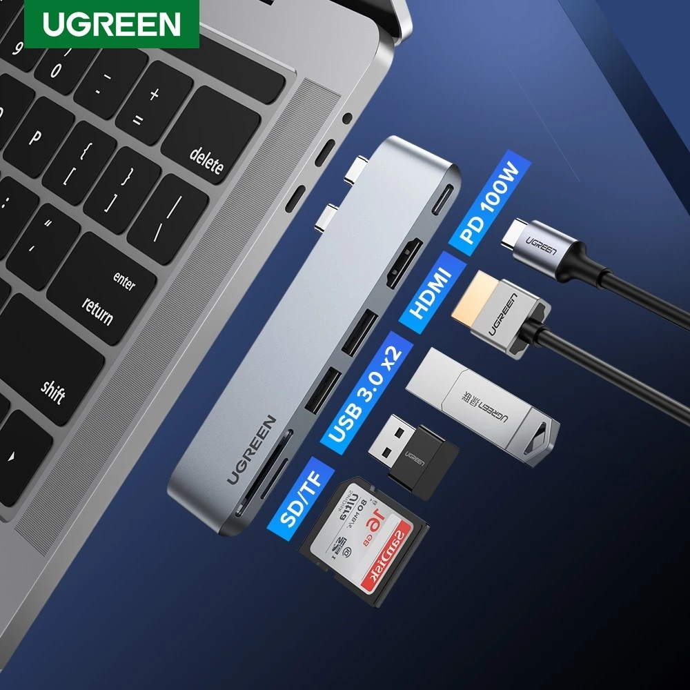 MacBook connected to multiple UGREEN hub ports