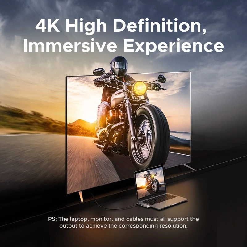MacBook connected to a 4K television through HDMI