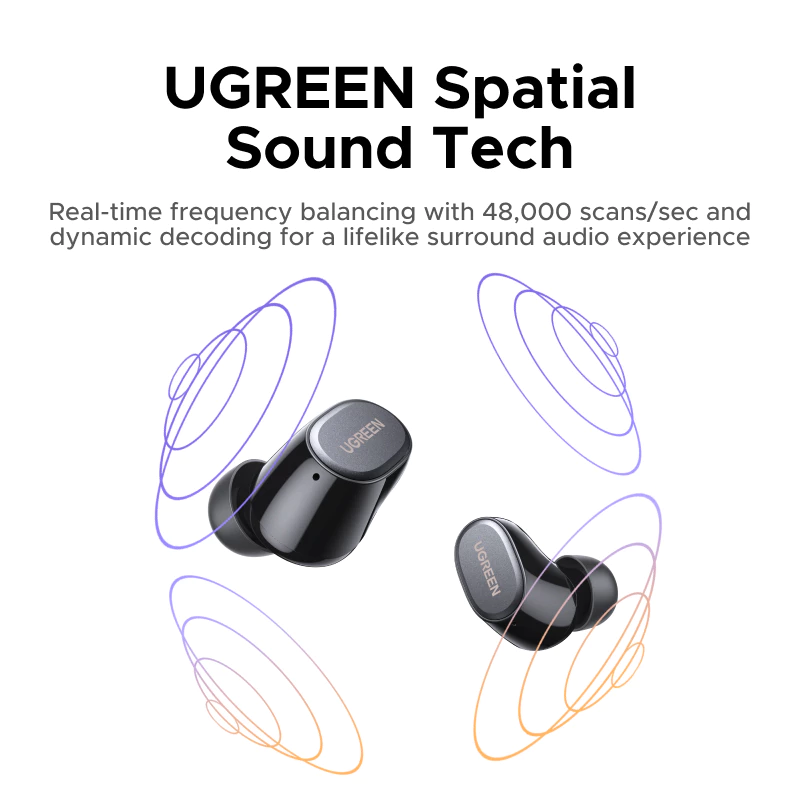 Two earbuds with spatial sound rings