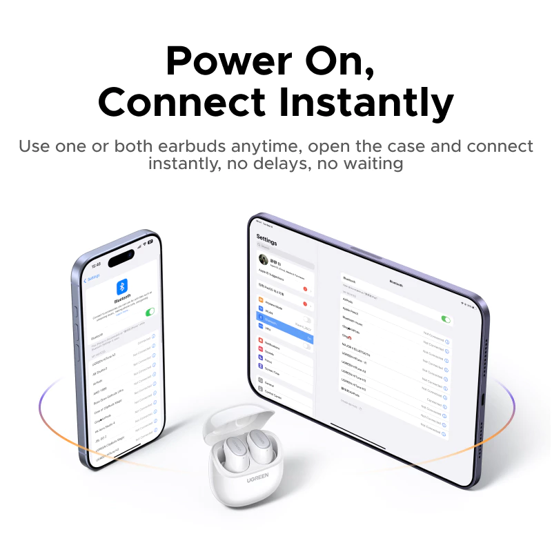 Earbuds pairing with phone and tablet