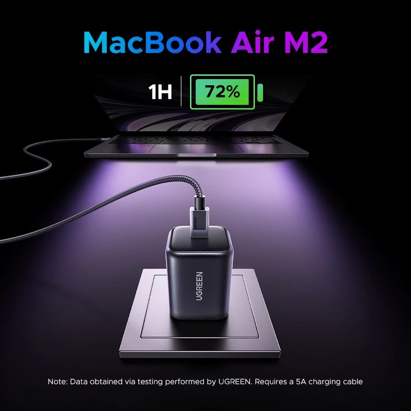 UGREEN charger charging MacBook Air M2
