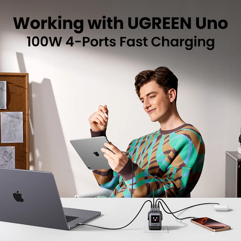 UGREEN Uno 100W charger working with several devices