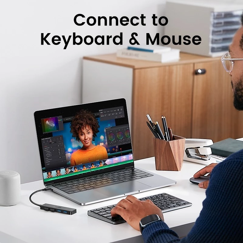UGREEN hub connected to keyboard and mouse