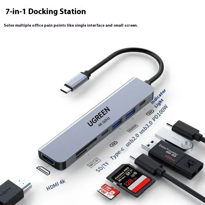 UGREEN 7-in-1 USB-C hub with HDMI, USB, Type-C, SD and TF ports